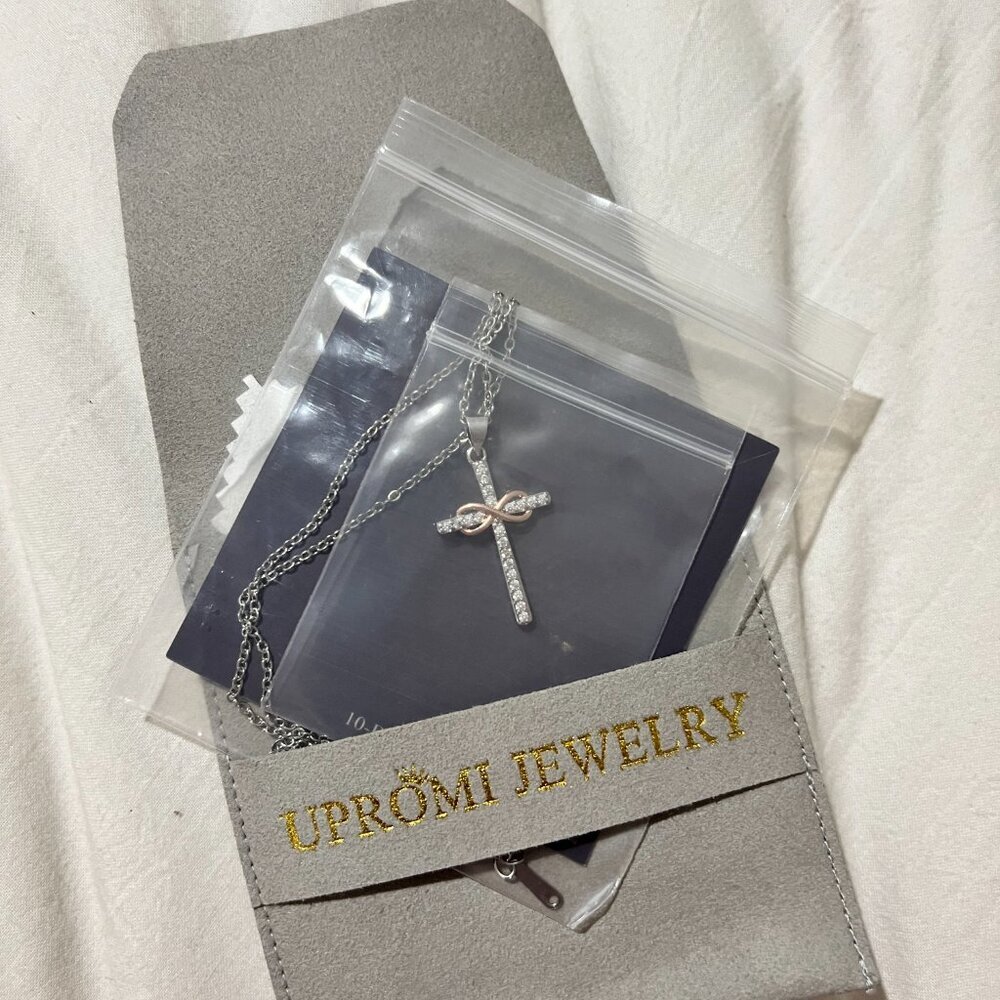π· *NWT*Will You Be My Godmother? Infinity Cross Necklace - Silver & Rose Gold β¨ - Picture 8 of 8